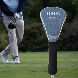 Funda Para Palo De Golf Nombre del monograma, impresión clásica azul Jean