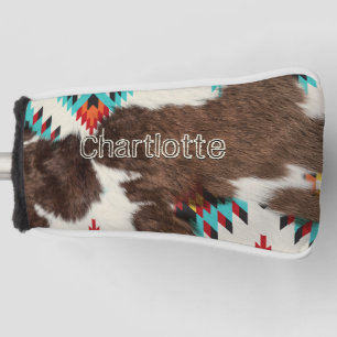 Funda Para Palo De Golf Nombre del Piel de vaca del boho del sudoeste de l