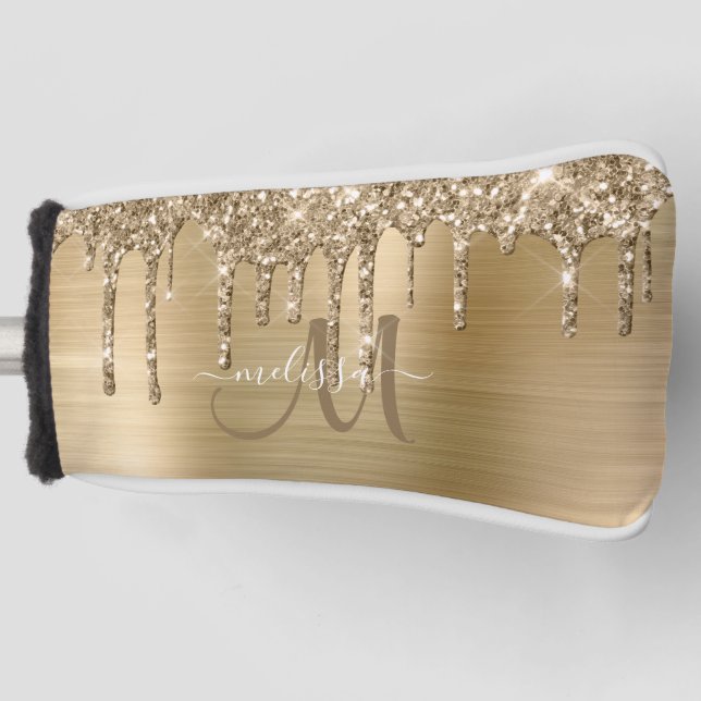 Funda Para Palo De Golf Nombre del Purpurina de goteo Metalizado cepillado (Anverso)