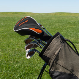 Funda Para Palo De Golf Nombre Geométrico Naranja Negro Moderno