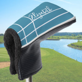 Funda Para Palo De Golf Nombre minimalista simple azul oceánico mujeres
