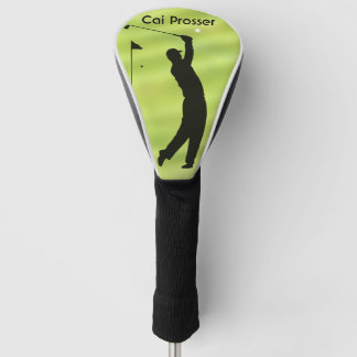 Funda Para Palo De Golf Nombre modificable Golfer en verde