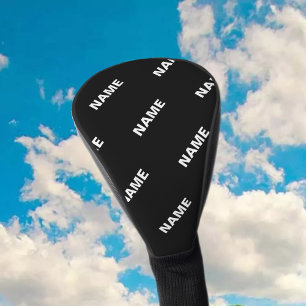 Funda Para Palo De Golf Nombre modificable repetible negrita Blanco negr