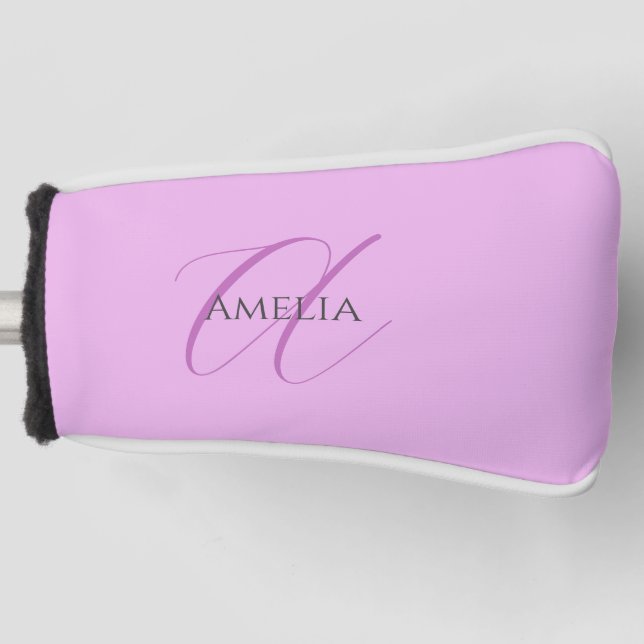 Funda Para Palo De Golf Nombre Monograma Letra inicial Orquídea & Lilac (Anverso)