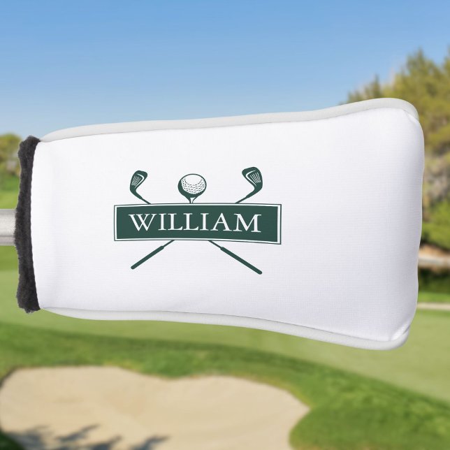Funda Para Palo De Golf Nombre Personalizado Clubes Ecológicos Esmeraldas  (Custom Name Emerald Green Clubs And Ball Golf Head Cover)