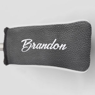 Funda Para Palo De Golf Nombre personalizado cuero negro