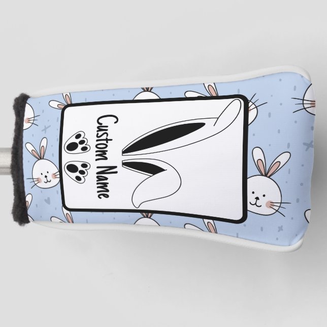 Funda Para Palo De Golf Nombre Personalizado Cute Bunny Easter (Anverso)