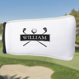 Funda Para Palo De Golf Nombre personalizado de clubes y pelota en blanco 
