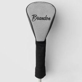 Funda Para Palo De Golf Nombre personalizado de cuero gris