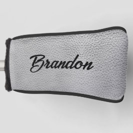 Funda Para Palo De Golf Nombre personalizado de cuero gris