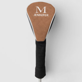 Funda Para Palo De Golf Nombre personalizado de monograma de cuero textura