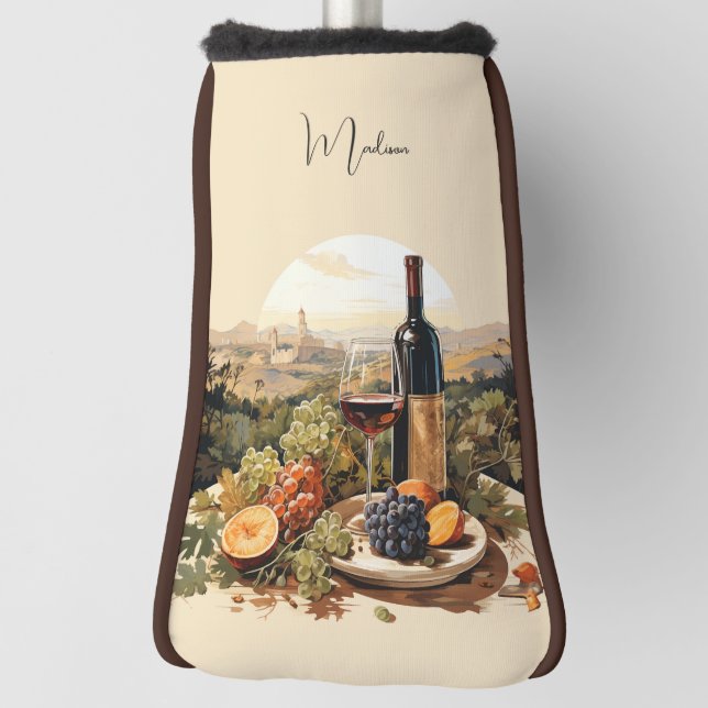 Funda Para Palo De Golf Nombre personalizado de Wine Lover (Girar 90)