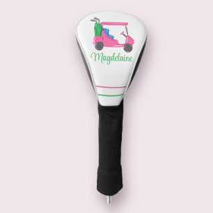 Funda Para Palo De Golf Nombre personalizado del carrito de golf rosado pr