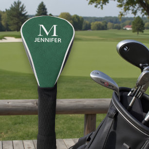 Funda Para Palo De Golf Nombre personalizado del monograma de cuero textur