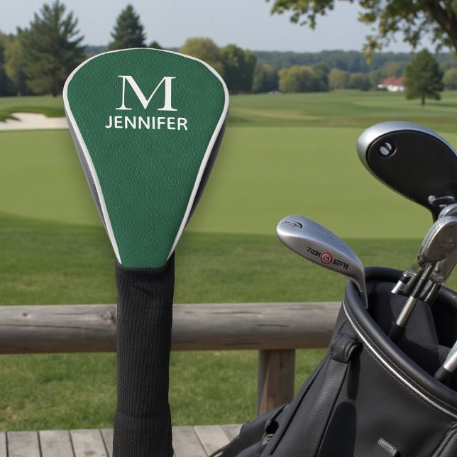 Funda Para Palo De Golf Nombre personalizado del monograma de cuero textur (Subido por el creador)