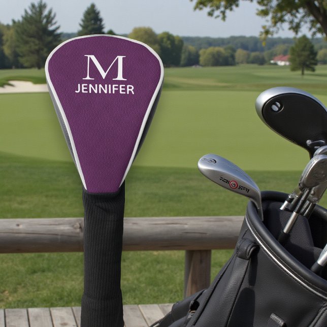 Funda Para Palo De Golf Nombre personalizado del monograma de cuero textur (Subido por el creador)