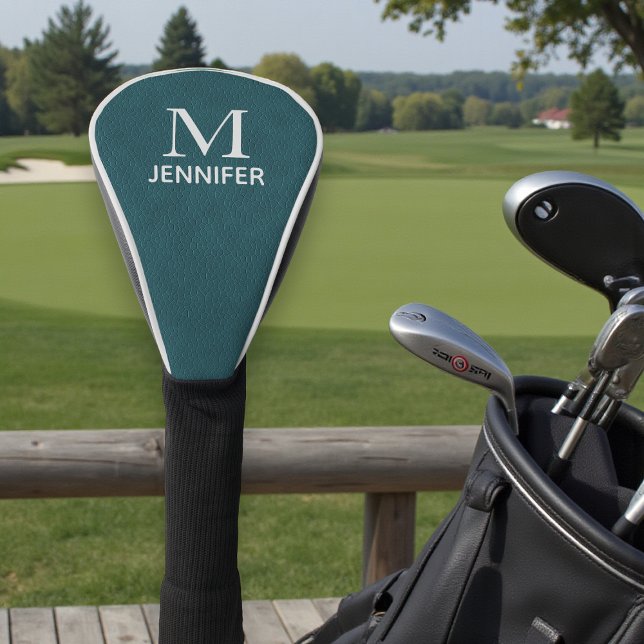 Funda Para Palo De Golf Nombre personalizado del monograma de cuero textur (Subido por el creador)