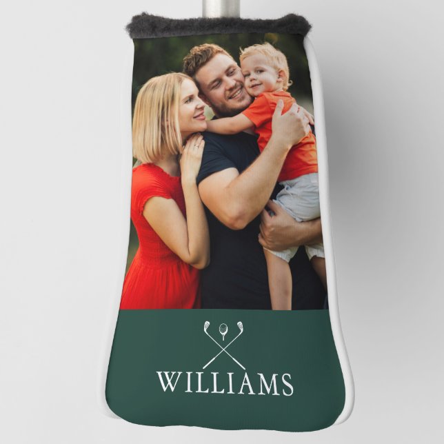 Funda Para Palo De Golf Nombre personalizado Foto verde esmeralda (Girar 90)