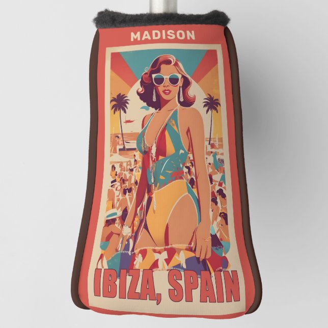 Funda Para Palo De Golf Nombre personalizado Ibiza, póster de viaje de Esp (Girar 90)
