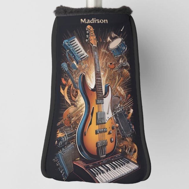 Funda Para Palo De Golf Nombre personalizado Instrumentos musicales (Girar 90)