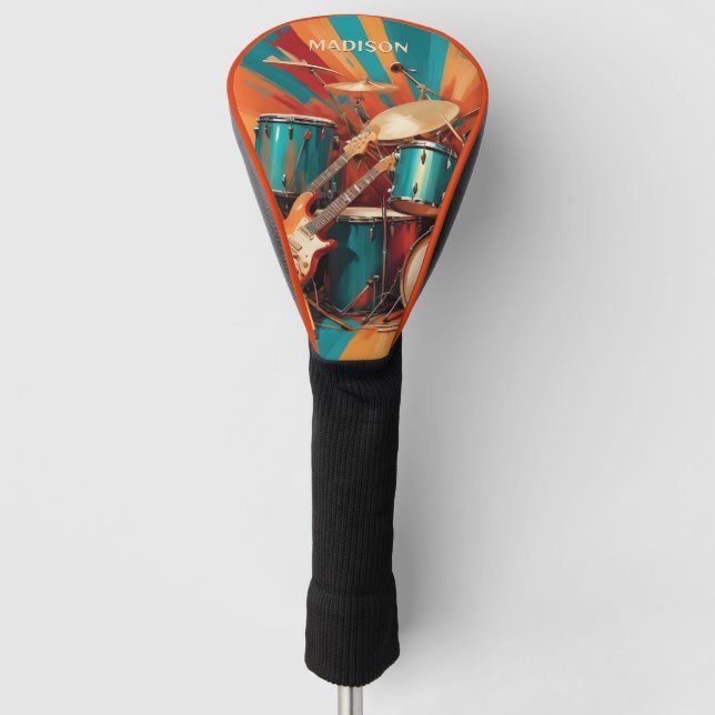 Funda Para Palo De Golf Nombre personalizado Instrumentos musicales (Anverso)
