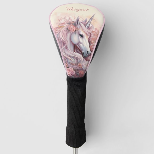 Funda Para Palo De Golf Nombre personalizado lindo unicornio (Anverso)