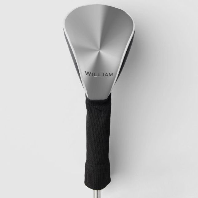 Funda Para Palo De Golf Nombre personalizado metal cepillado (Anverso)