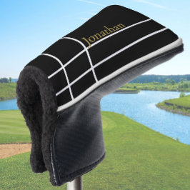 Funda Para Palo De Golf Nombre personalizado minimalista de oro negro simp
