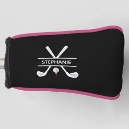 Funda Para Palo De Golf Nombre Personalizado Negro Blanco Rosa