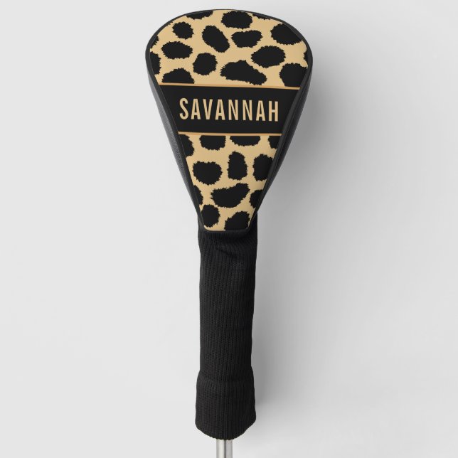 Funda Para Palo De Golf Nombre personalizado Patrón de impresión de animal (Anverso)
