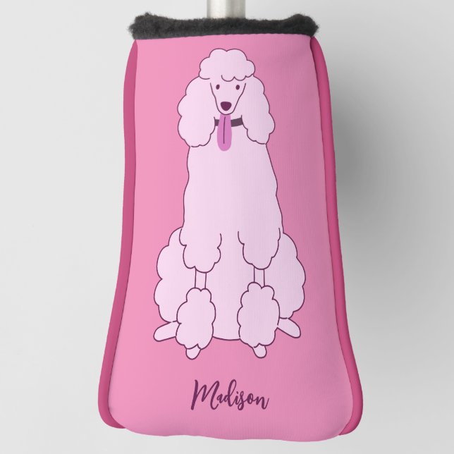 Funda Para Palo De Golf Nombre personalizado Pink Poodle (Girar 90)