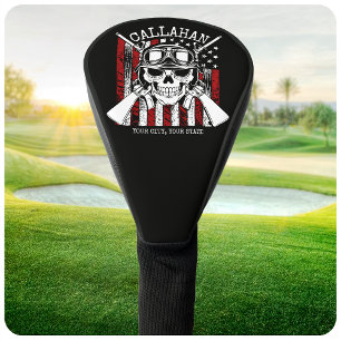 Funda Para Palo De Golf Nombre personalizado Soldado Cráneo Pistolas Duale
