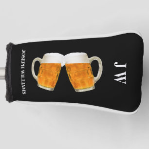 Funda Para Palo De Golf Nombre personalizado y foto de cerveza monograma n