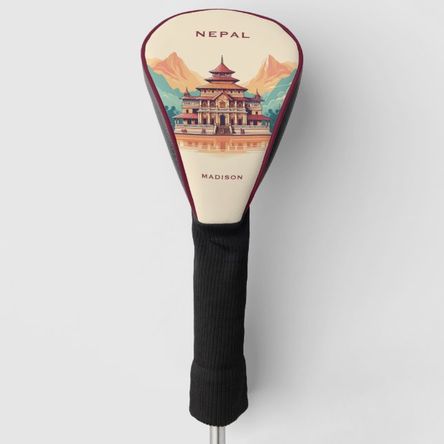 Funda Para Palo De Golf Nombre y texto personalizados Nepal (Anverso)
