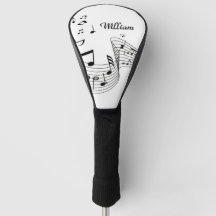 Notas musicales en blanco con cubierta para cabeza