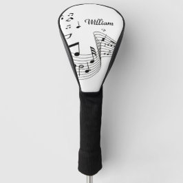 Funda Para Palo De Golf Notas musicales en blanco con cubierta para cabeza