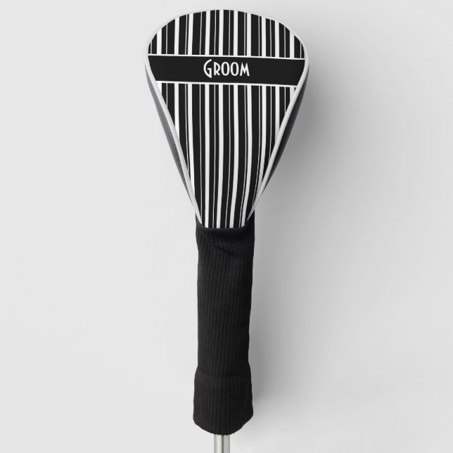 Funda Para Palo De Golf novio con rayas blancas y negras (Anverso)