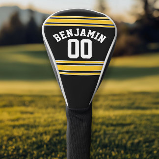 Funda Para Palo De Golf Número de nombre personalizado de Black and Gold S