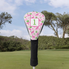 Funda Para Palo De Golf Número de Personalizado de chita rosada preppy