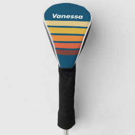 Funda Para Palo De Golf Oceánico Vibe Vintage a través de rayas con nombre