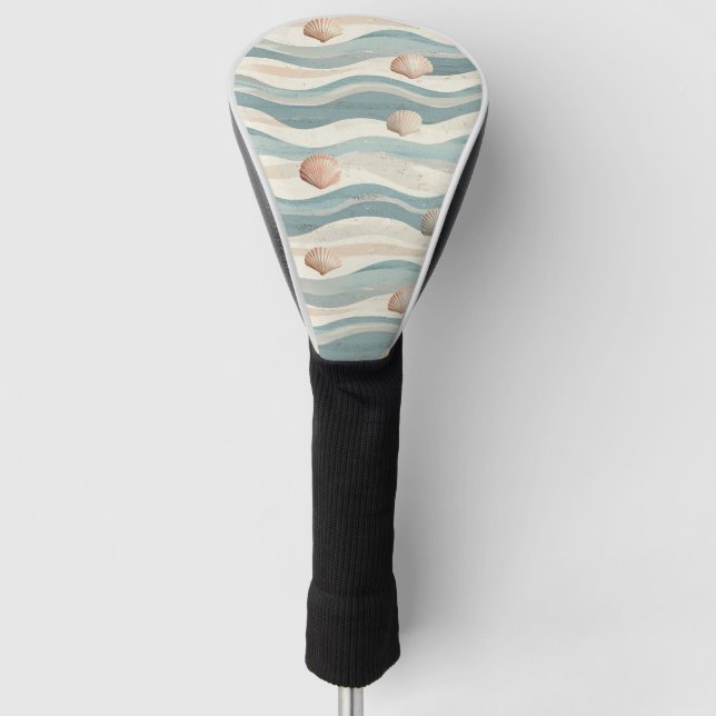 Funda Para Palo De Golf Olas de conchas de playa boho (Anverso)