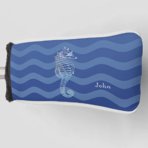 Funda Para Palo De Golf Olas de raya azul marino náutico caballito de mar