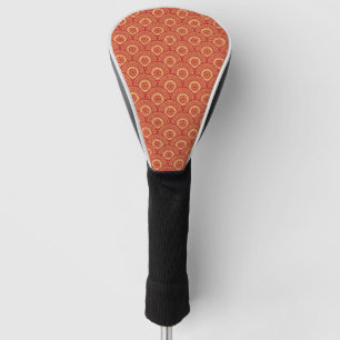 Funda Para Palo De Golf Olas doradas de mandala en el fondo rojo