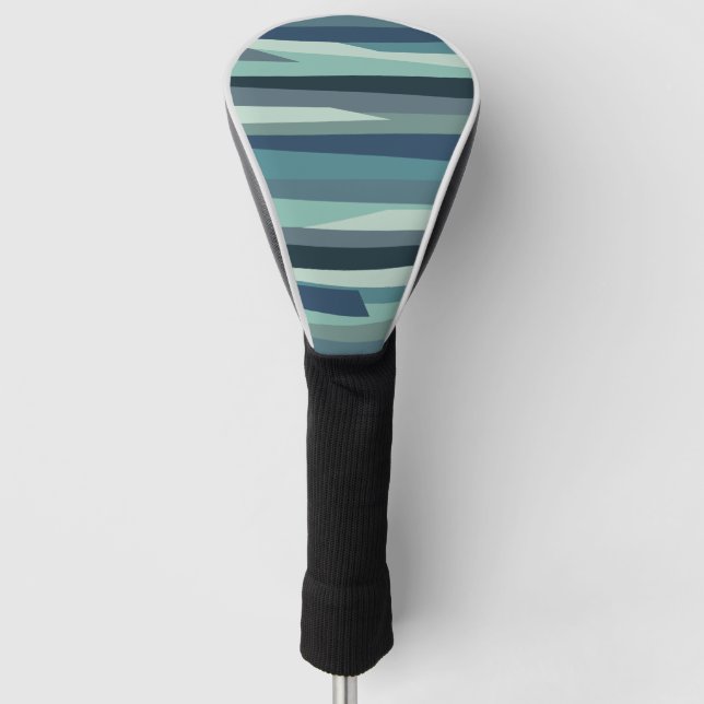 Funda Para Palo De Golf Olas oceánicas geométricas azules (Anverso)