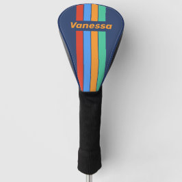 Funda Para Palo De Golf Old School Retro Rainbow Pin Striping with Name