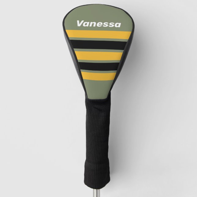 Funda Para Palo De Golf Olive Nightlight Across Striping with Name (Anverso)