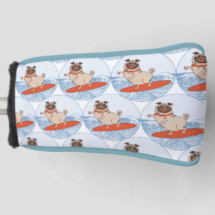 Funda Para Palo De Golf Onda montando perro de cerdo feliz en la banda de