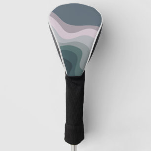 Funda Para Palo De Golf Ondas de estilo retro morado y turquesa