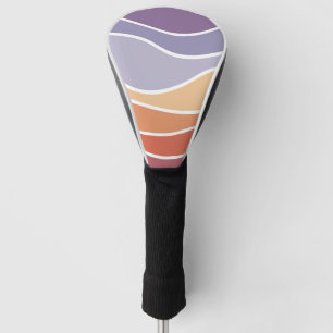 Funda Para Palo De Golf Ondas de estilo retro púrpura y naranja