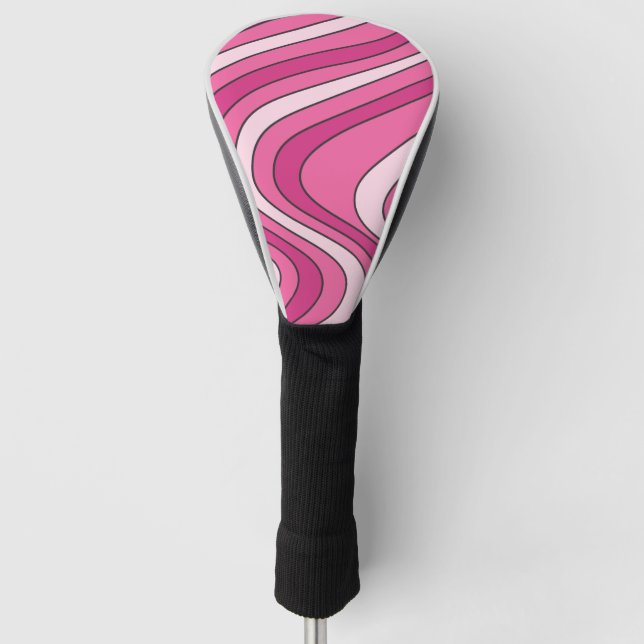 Funda Para Palo De Golf Ondas de estilo retro rosa (Anverso)